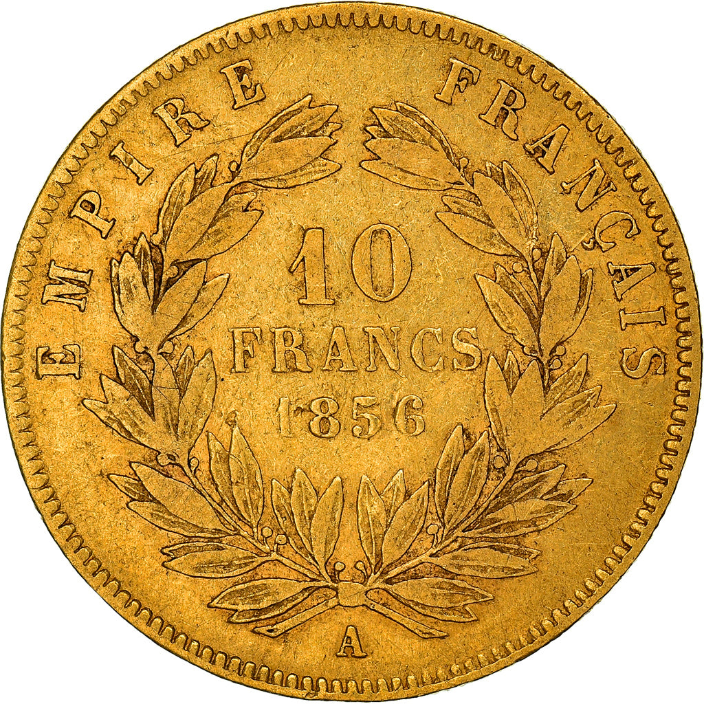 Münze, Frankreich, Napoleon III, 10 Francs, 1856, Paris, S, Gold, KM:784.3