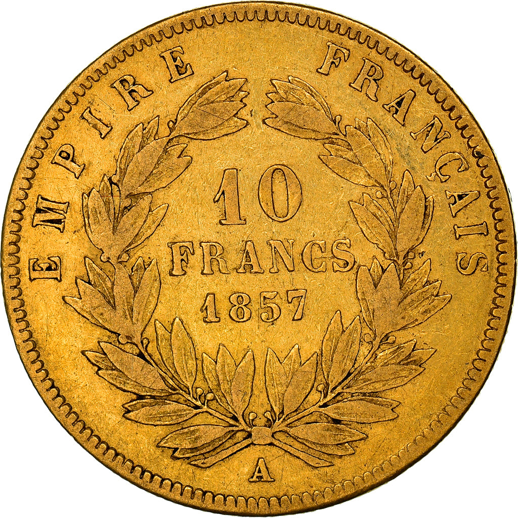 Moneta, Francja, Napoleon III, Napoléon III, 10 Francs, 1857, Paris, VF(20-25)
