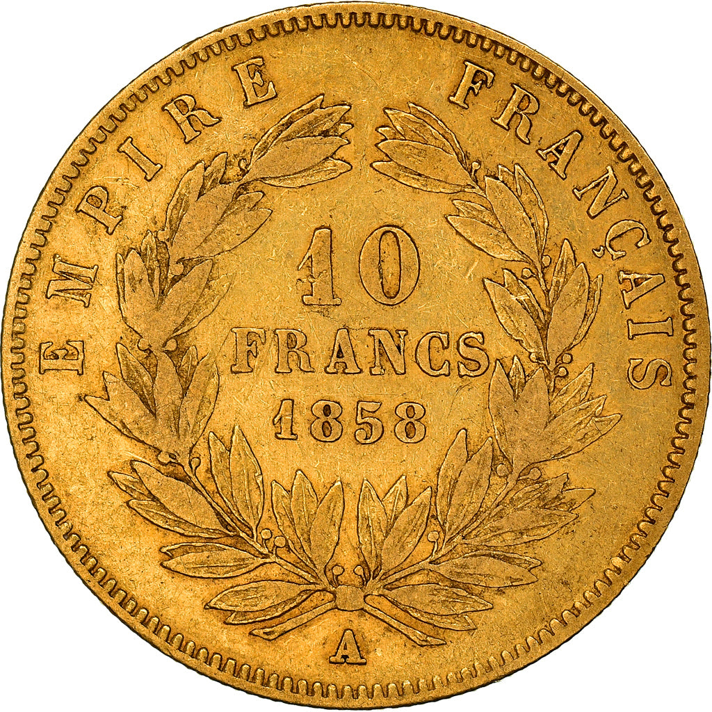 Monnaie, France, Napoleon III, 10 Francs, 1858, Paris, TB, Or, Gadoury:1014