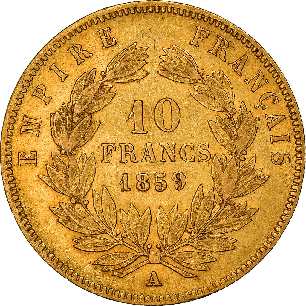 Munten, Frankrijk, Napoleon III, 10 Francs, 1859, Paris, FR+, Goud, KM:784.3