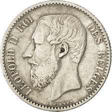 Belgio, Leopold II, Franc, 1886, MB+, Argento, KM:28.2