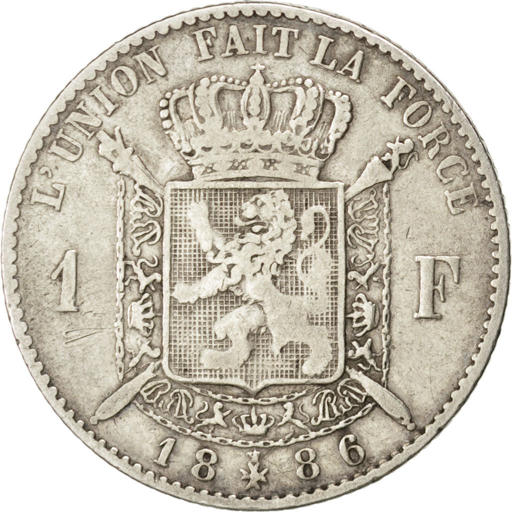 Belgio, Leopold II, Franc, 1886, MB+, Argento, KM:28.2