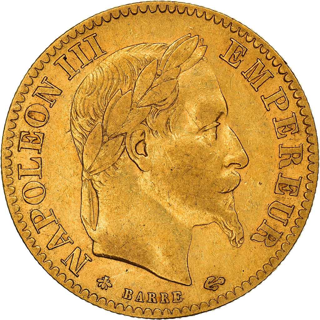 Moneta, Francia, Napoleon III, 10 Francs, 1865, Paris, BB, Oro, KM:800.1