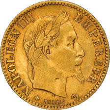 Moneda, Francia, Napoleon III, 10 Francs, 1865, Paris, MBC, Oro, KM:800.1