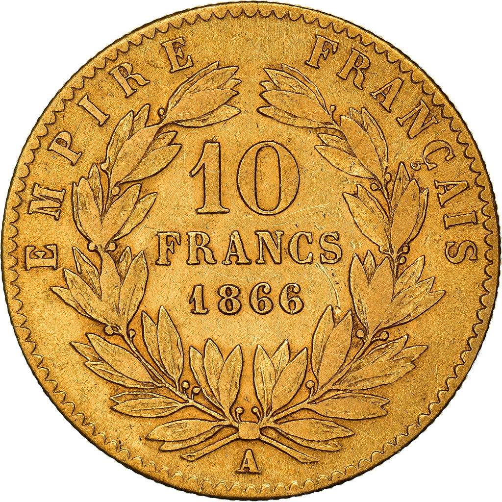 Monnaie, France, Napoleon III, Napoléon III, 10 Francs, 1866, Paris, TB+, Or