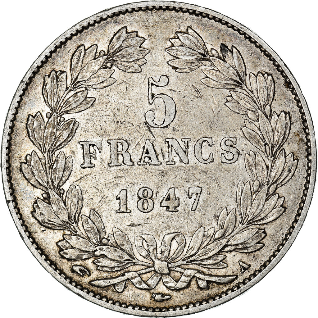 Moneta, Francia, Louis-Philippe, 5 Francs, 1847, Paris, BB, Argento, KM:749.1