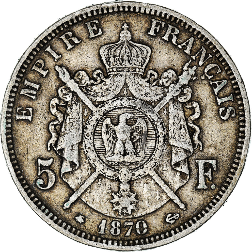 Moeda, França, Napoleon III, Napoléon III, 5 Francs, 1870, Paris, VF(30-35)