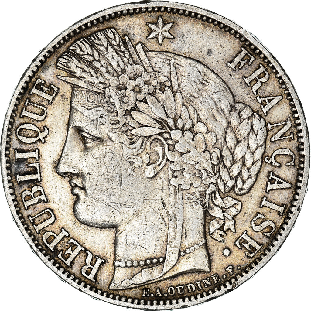 Munten, Frankrijk, Cérès, 5 Francs, 1870, Paris, ZF, Zilver, KM:819