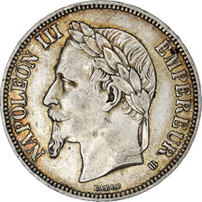Moeda, França, Napoléon III, 5 Francs, 1868, Strasbourg, AU(50-53), Prata