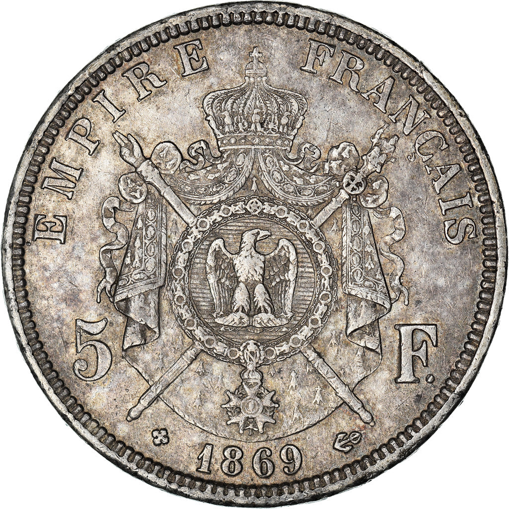 Monnaie, France, Napoleon III, 5 Francs, 1869, Strasbourg, TTB, Argent