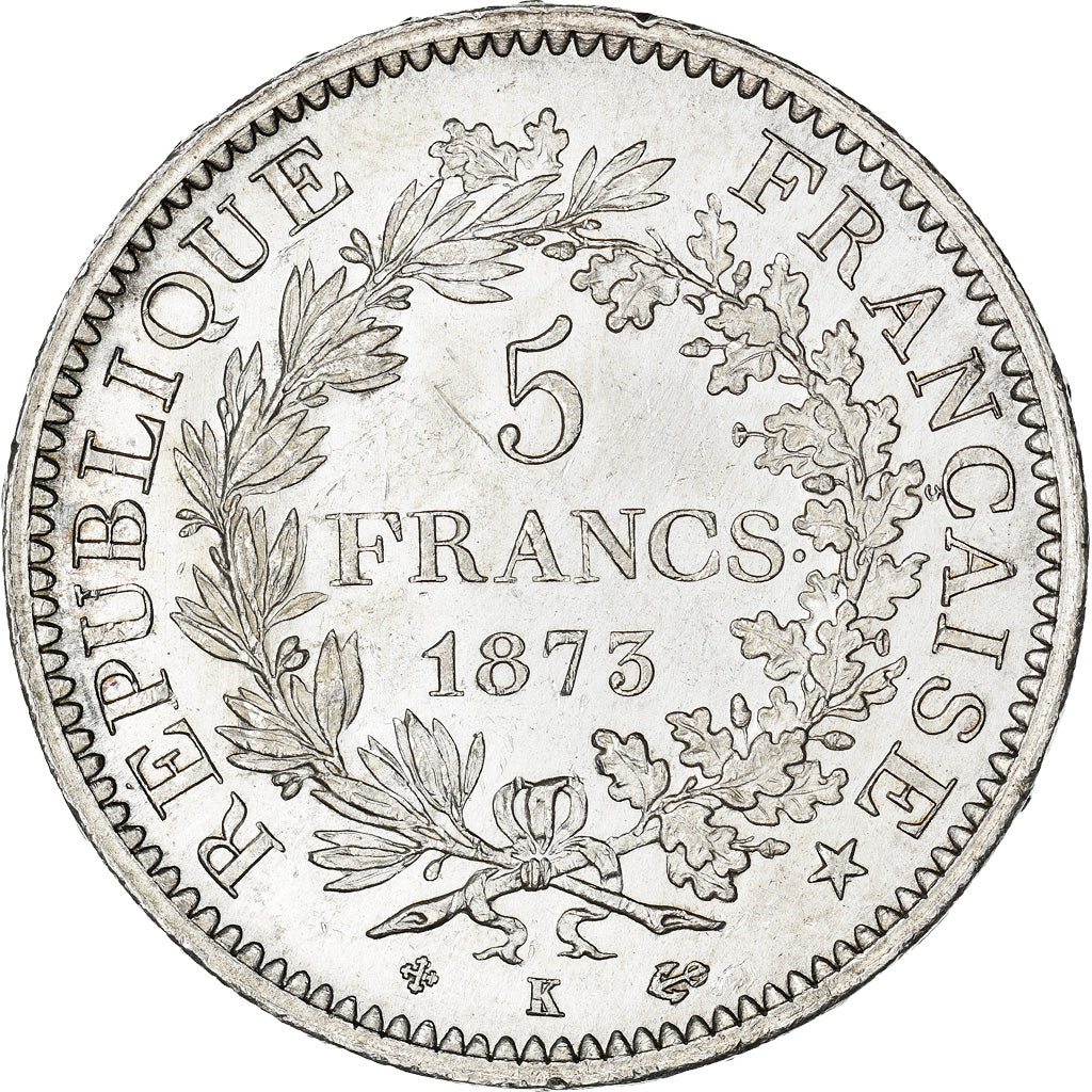 Monnaie, France, Hercule, 5 Francs, 1873, Bordeaux, SUP+, Argent, Gadoury:745a