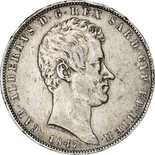 Munten, Italiaanse staten, SARDINIA, Carlo Alberto, 5 Lire, 1847, Genoa, FR+