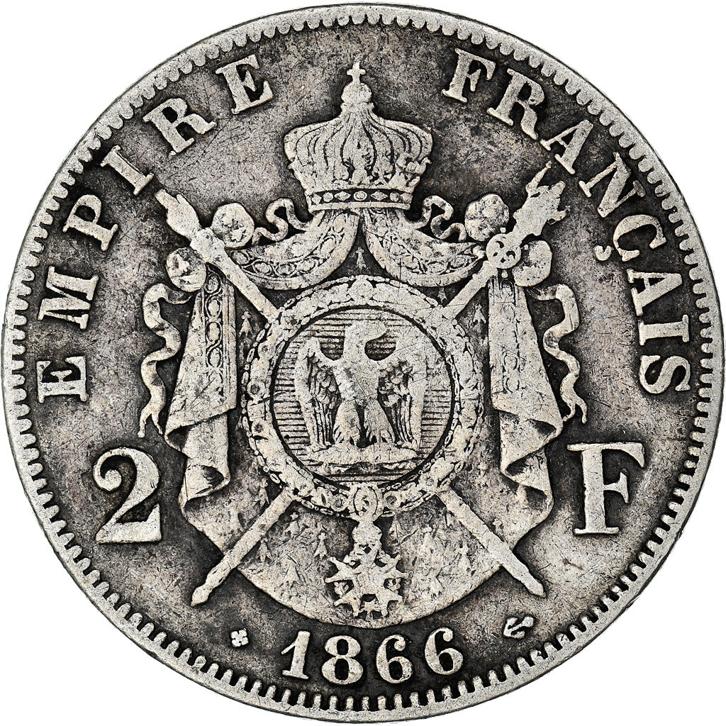 Monnaie, France, Napoleon III, Napoléon III, 2 Francs, 1866, Strasbourg, TB+