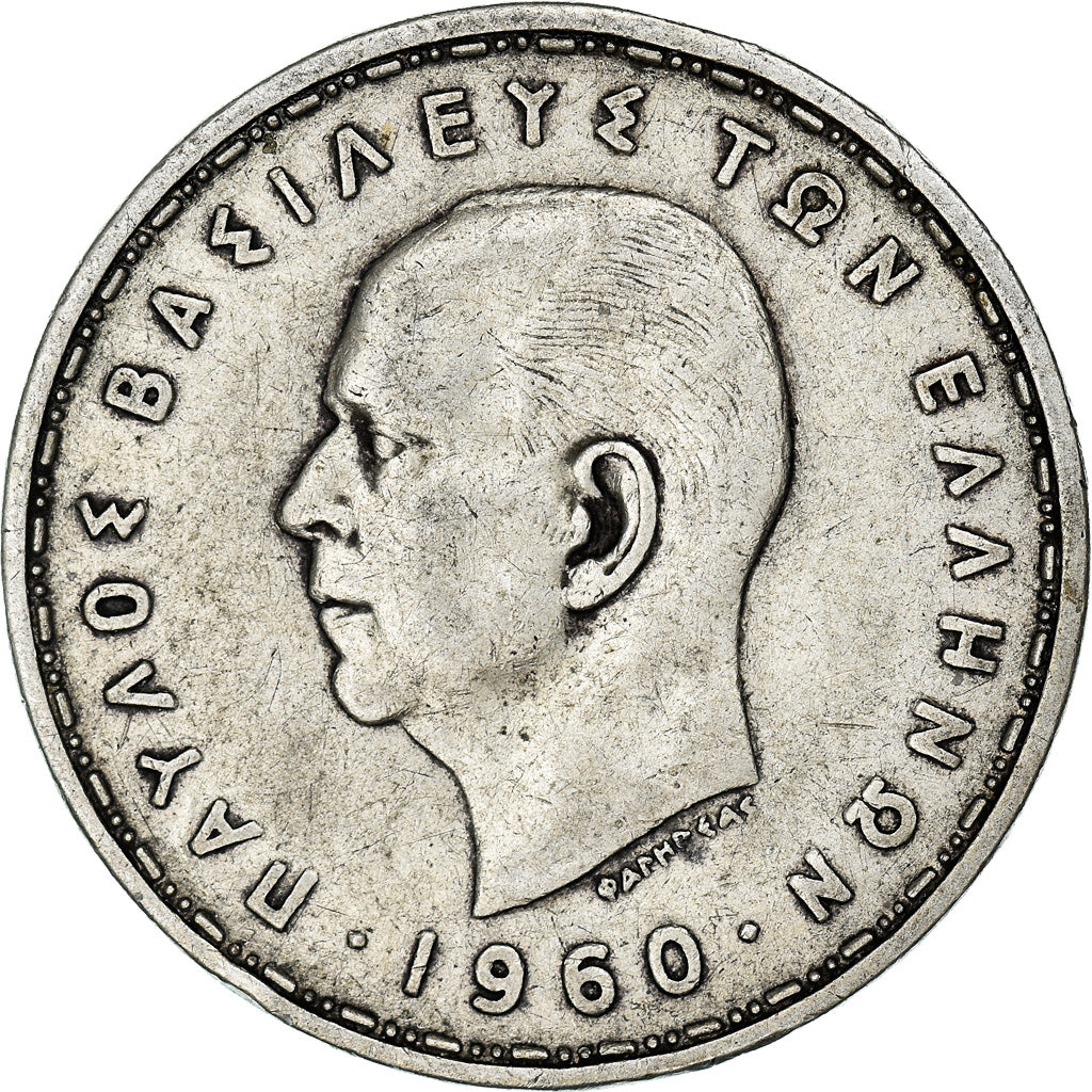 Coin, Greece, 20 Drachmai, 1960, EF(40-45), Silver, KM:73