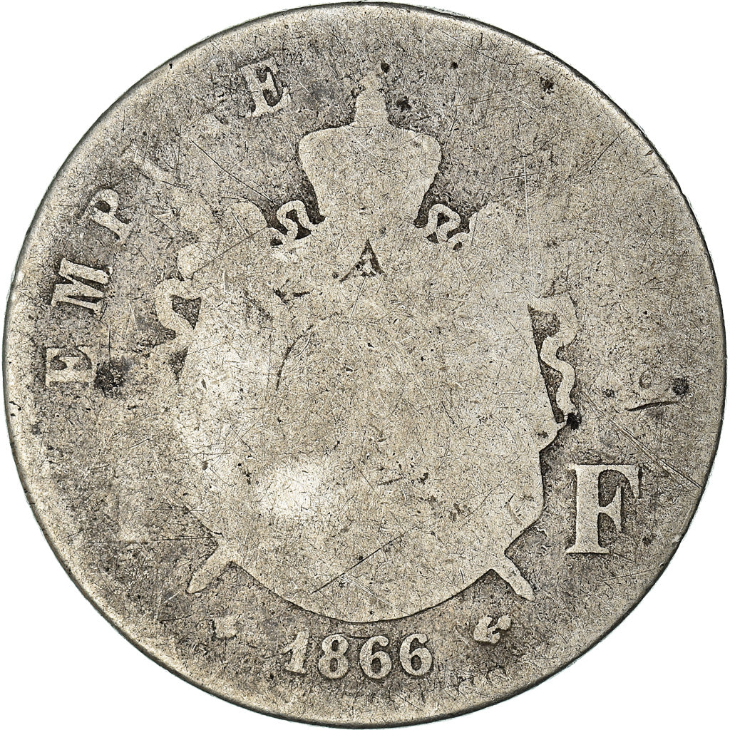 Monnaie, France, Napoleon III, Napoléon III, Franc, 1866, Strasbourg, B+