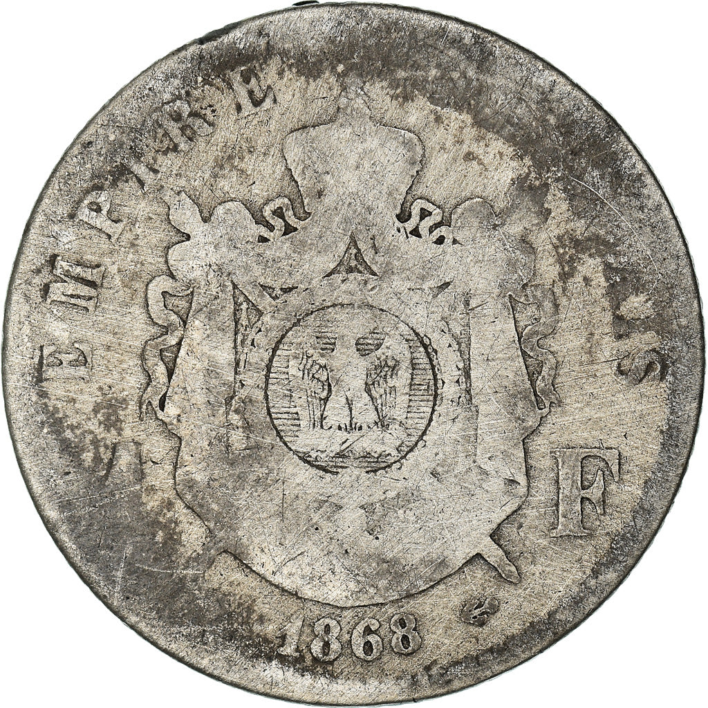 Monnaie, France, Napoleon III, Napoléon III, Franc, 1868, Strasbourg, B+