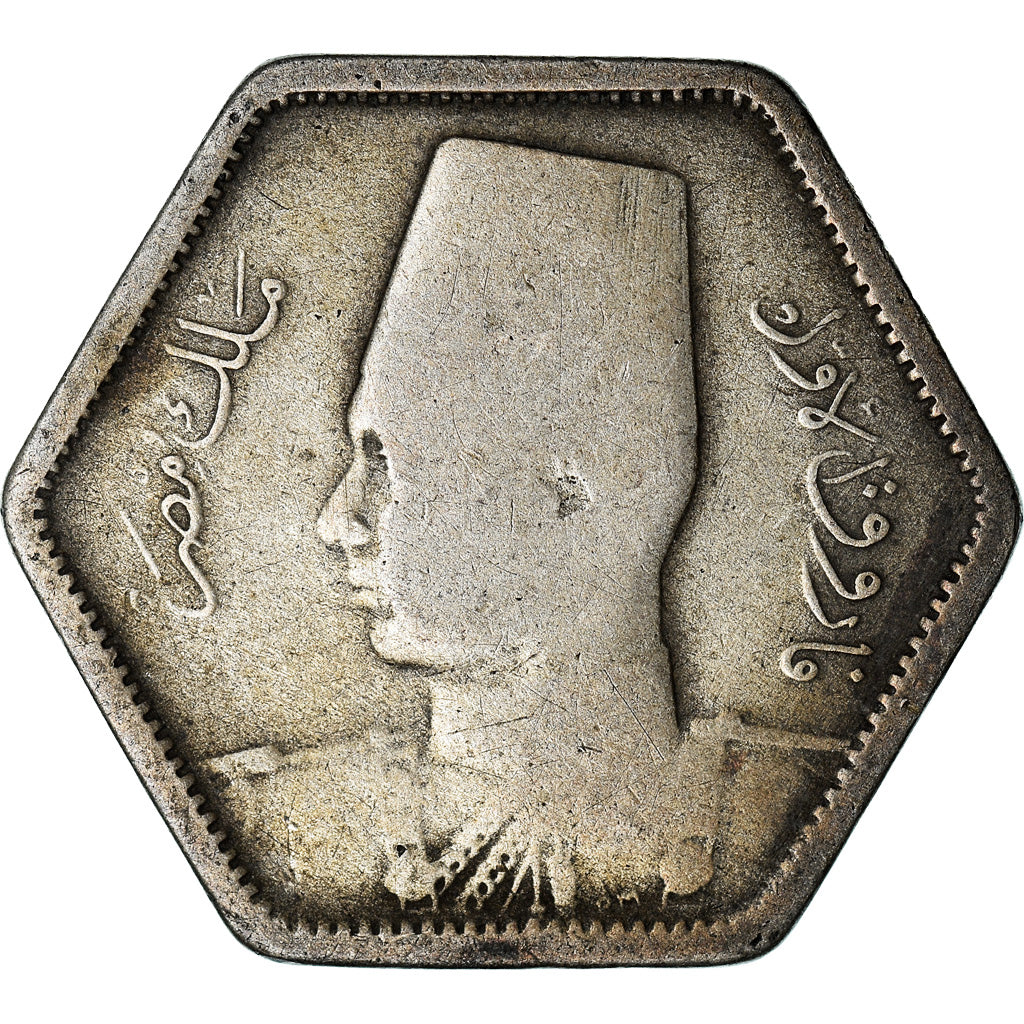 Moneta, Egitto, Farouk, 2 Piastres, 1944, British Royal Mint, MB, Argento