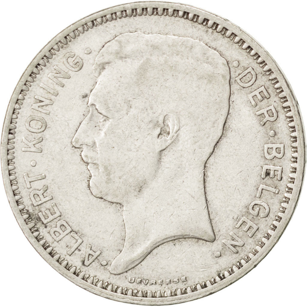 BELGIUM, 20 Francs, 20 Frank, 1934, KM #104.1, EF(40-45), Silver, 11.06