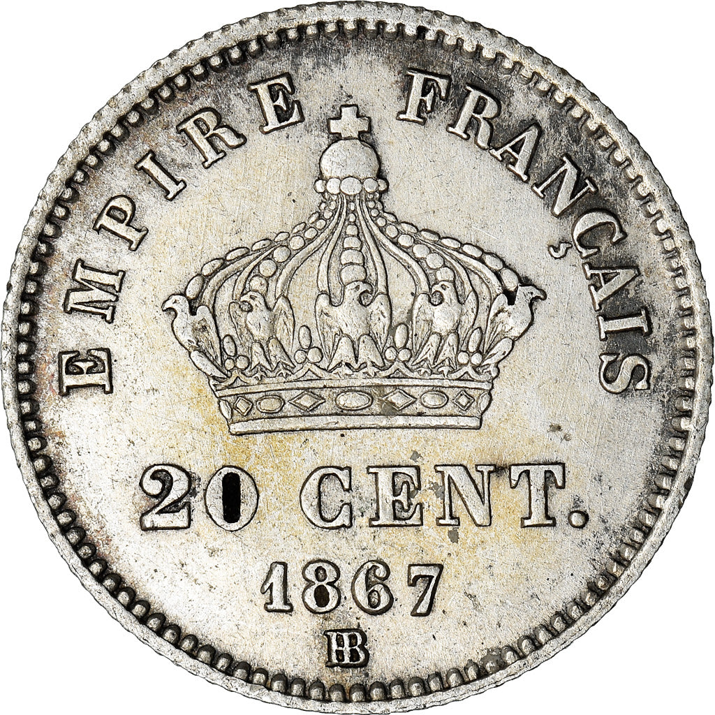 Monnaie, France, Napoleon III, Napoléon III, 20 Centimes, 1867, Strasbourg