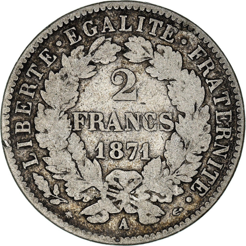 Monnaie, France, Cérès, 2 Francs, 1871, Paris, TB, Argent, Gadoury:530a