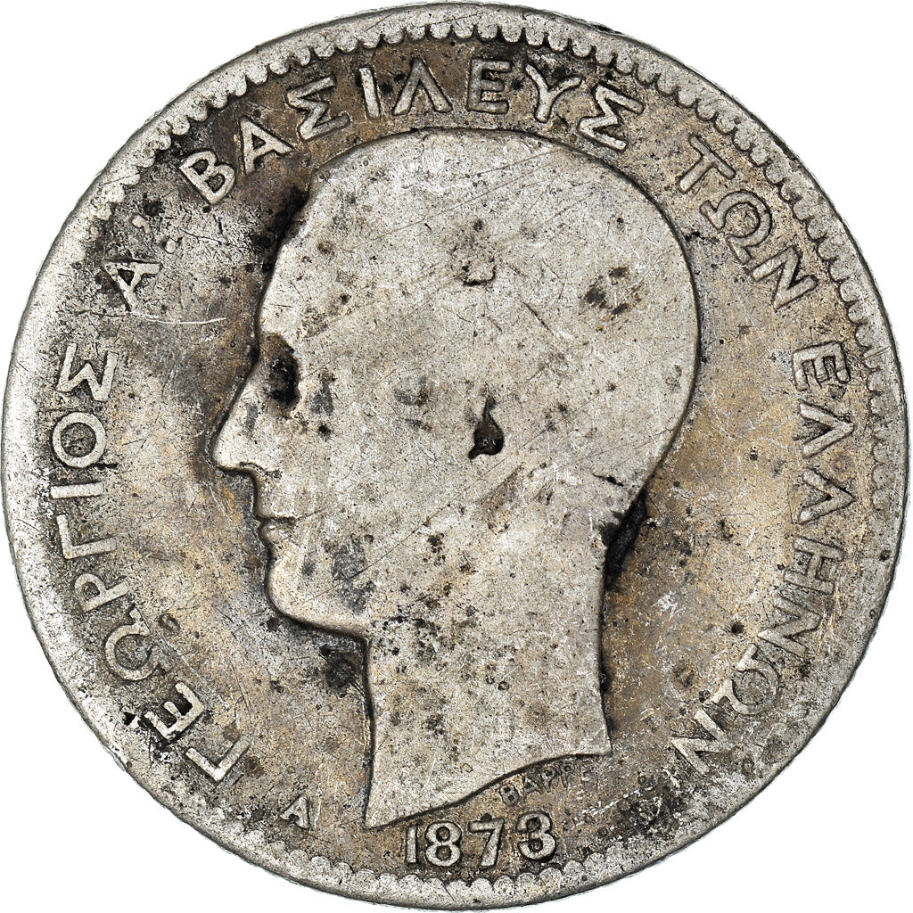 Coin, Greece, George I, Drachma, 1873, Paris, F(12-15), Silver, KM:38