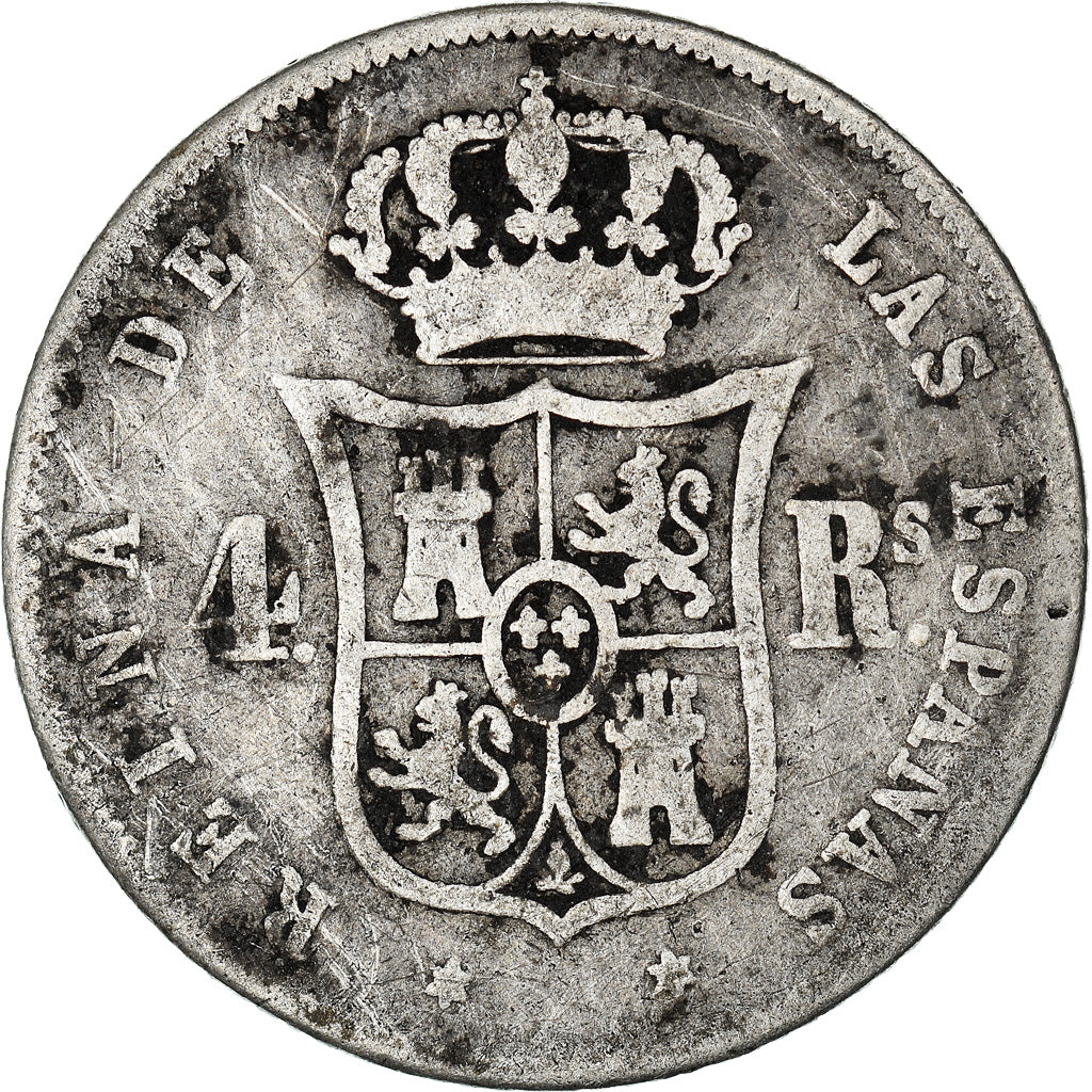 Moneta, Spagna, Isabel II, 4 Réales, 1858, Madrid, MB, Argento, KM:608.2