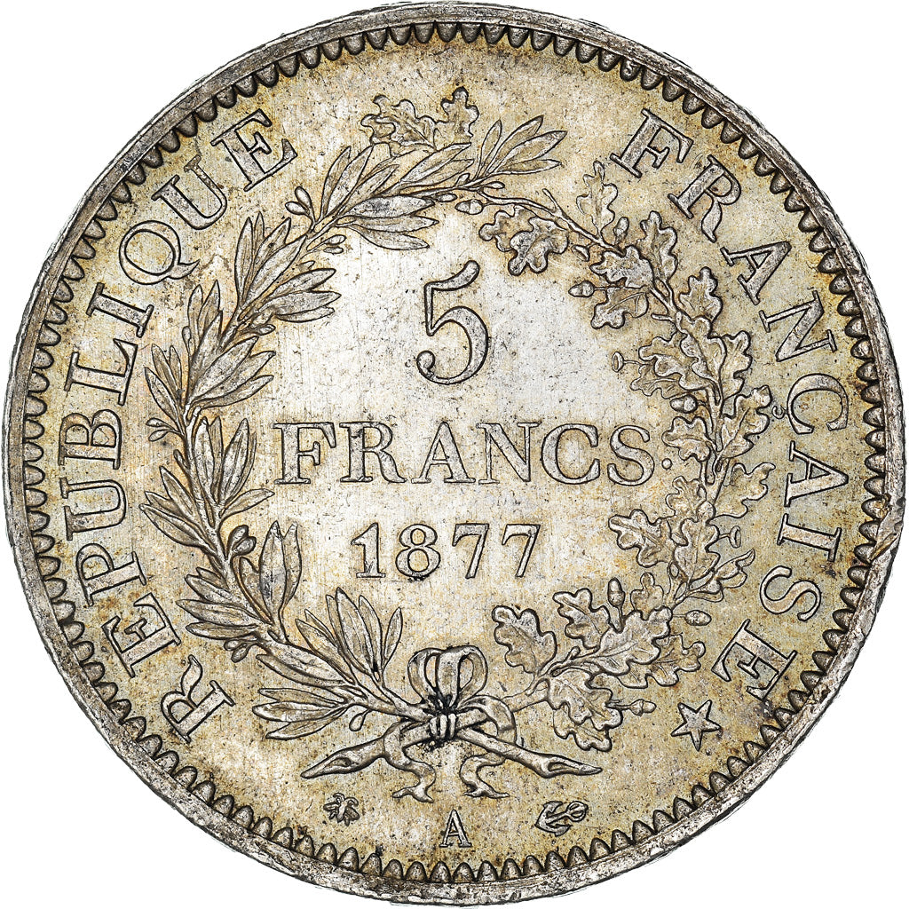 Coin, France, Hercule, 5 Francs, 1877, Paris, AU(50-53), Silver, KM:820.1
