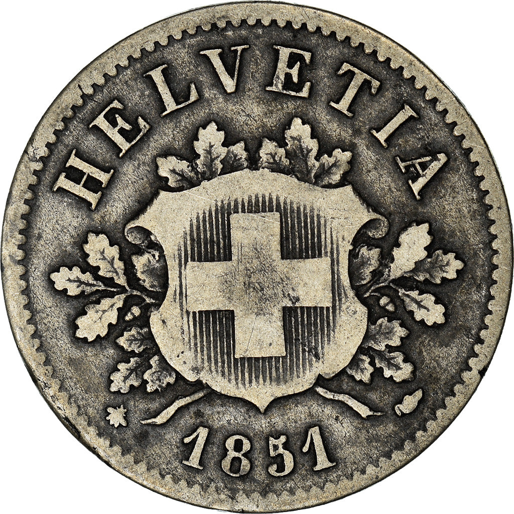 Monnaie, Suisse, 10 Rappen, 1851, Strasbourg, TB, Billon, KM:6