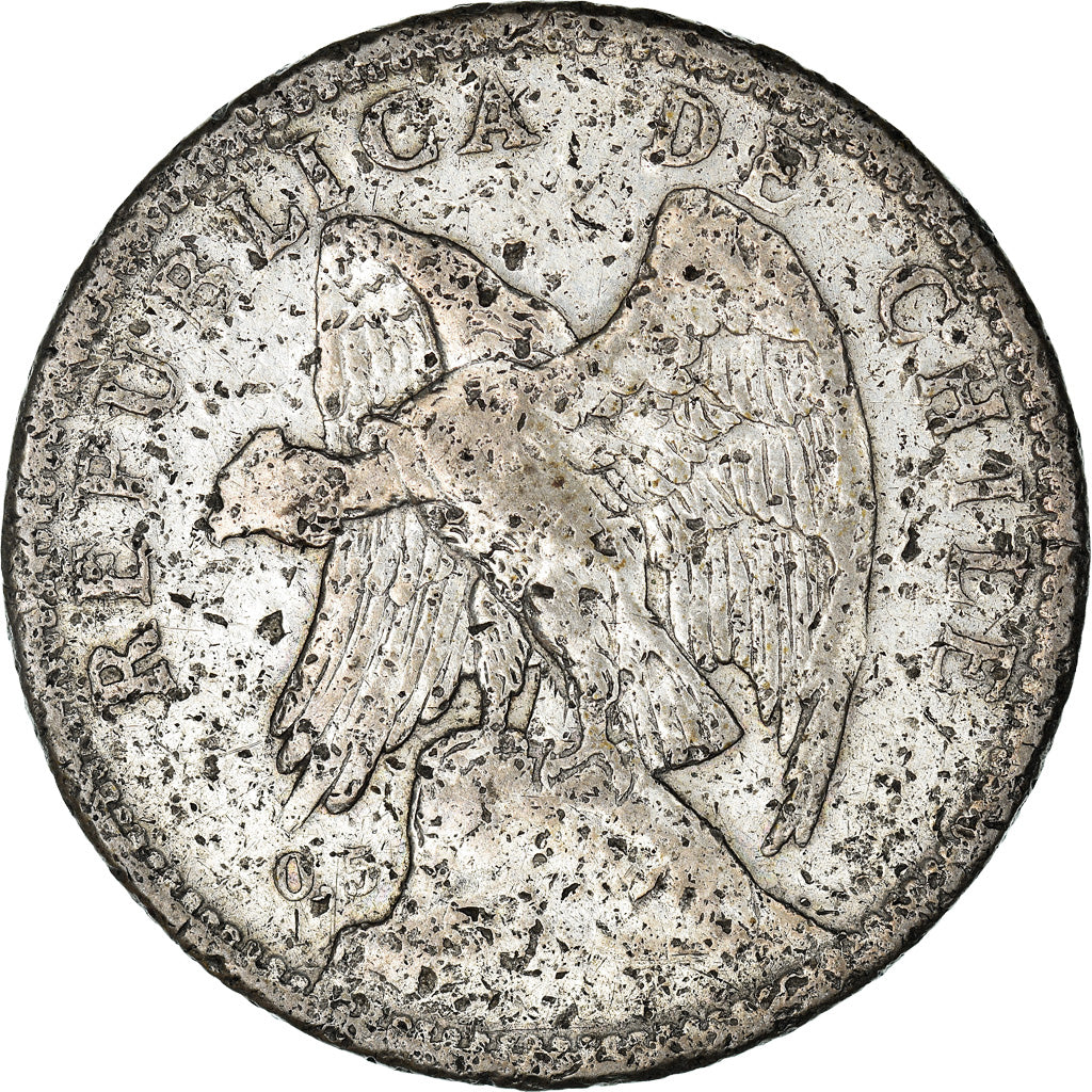 Moneda, Chile, Peso, 1921, Santiago, BC+, Plata, KM:152.5