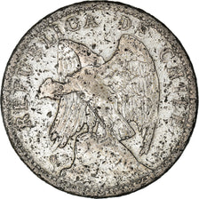 Moneda, Chile, Peso, 1921, Santiago, BC+, Plata, KM:152.5