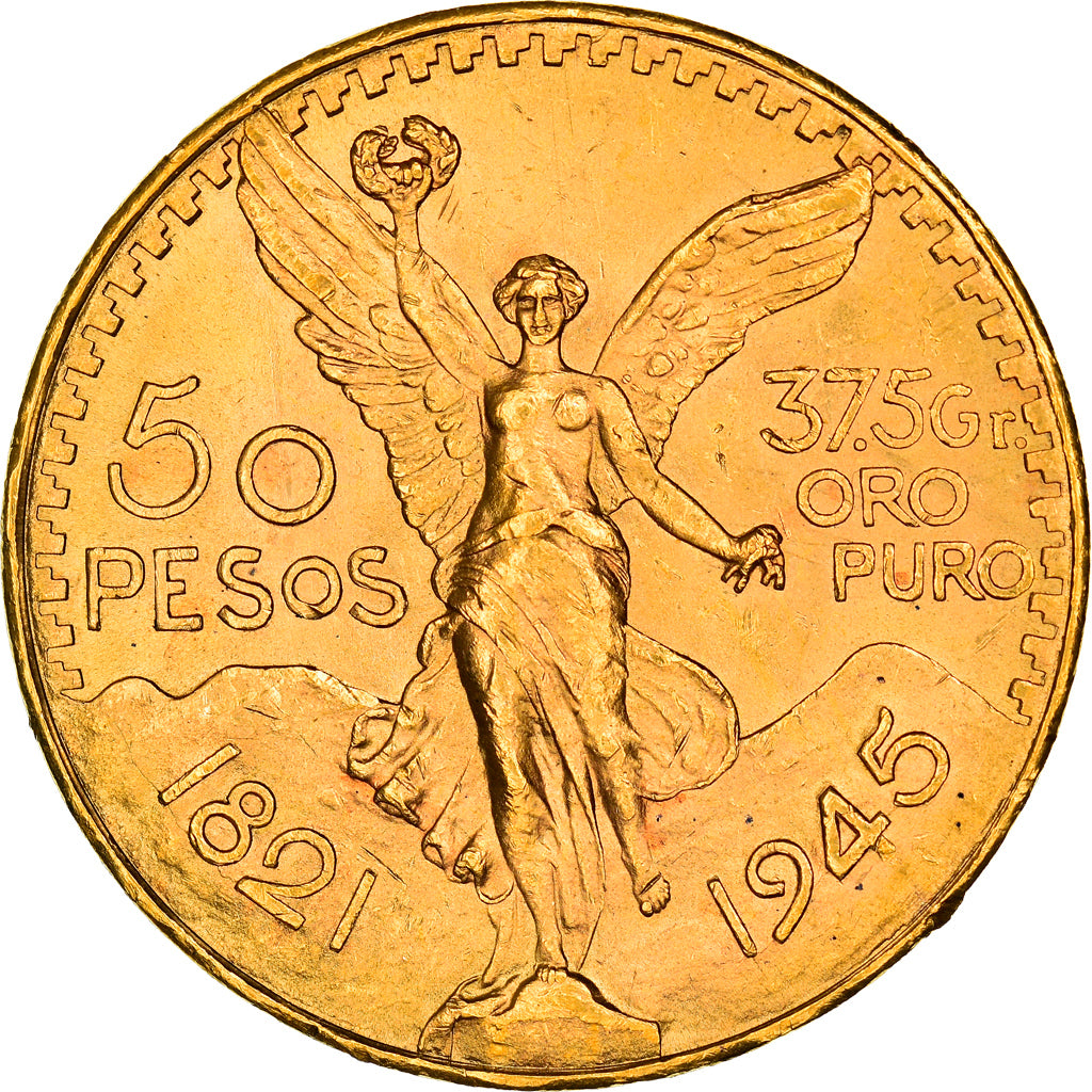 Moneda, México, 50 Pesos, 1945, Mexico City, EBC, Oro, KM:481