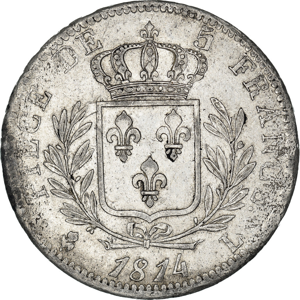 Moneta, Francia, Louis XVIII, Louis XVIII, 5 Francs, 1814, Bayonne, BB, Argento