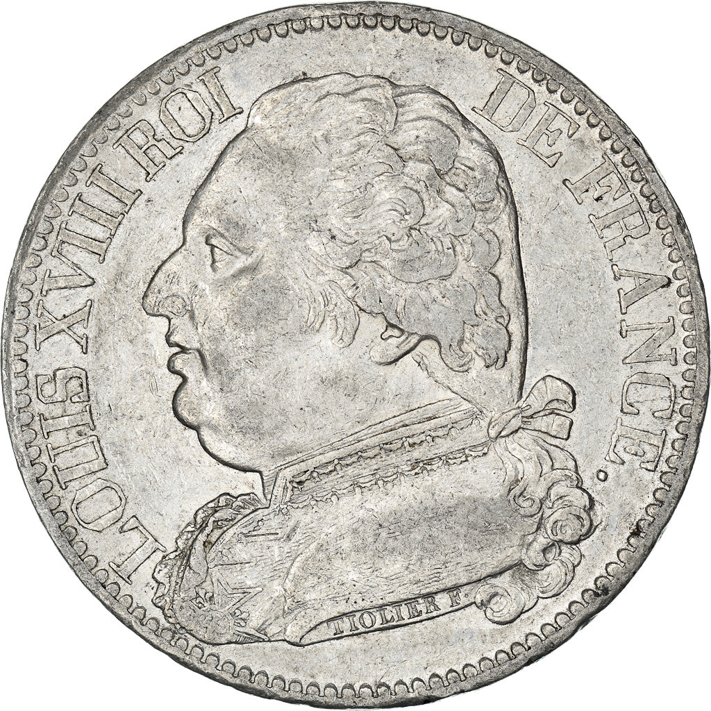 Moneda, Francia, Louis XVIII, Louis XVIII, 5 Francs, 1814, Bayonne, MBC+, Plata