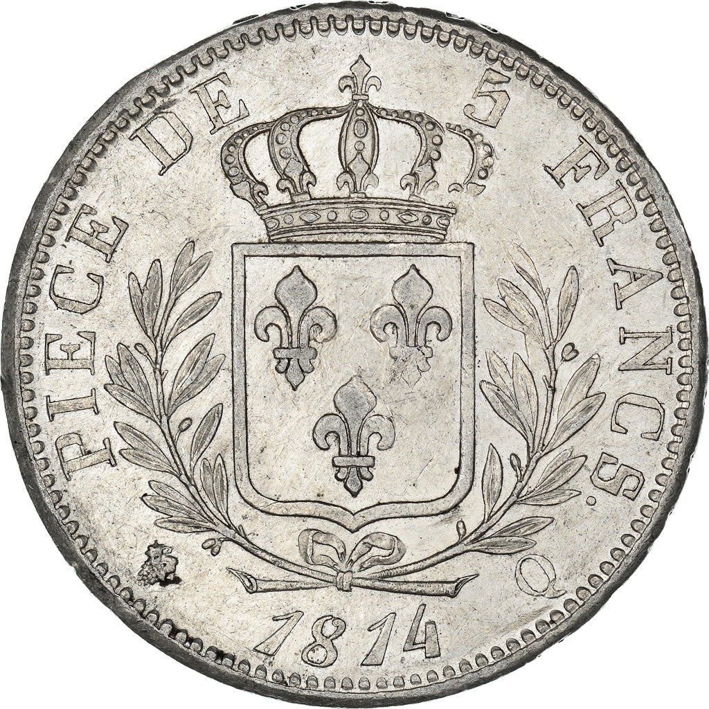 Moeda, França, Louis XVIII, Louis XVIII, 5 Francs, 1814, Perpignan, AU(55-58)