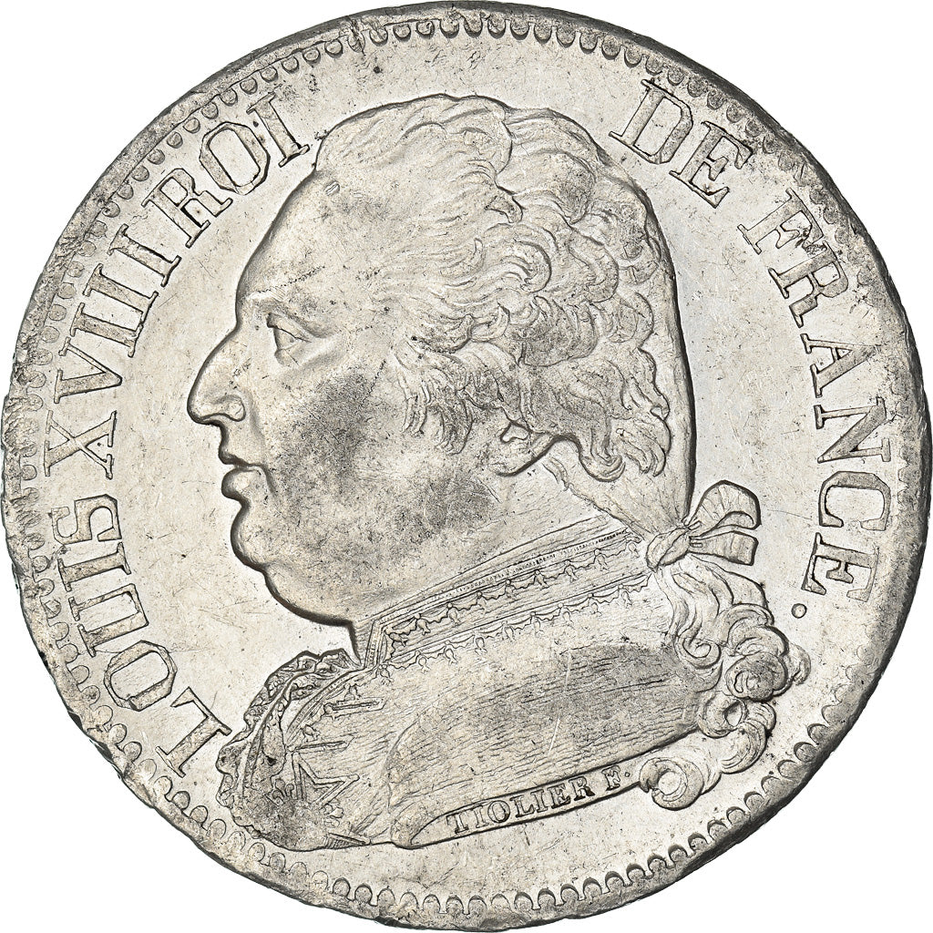 Munten, Frankrijk, Louis XVIII, 5 Francs, 1815/4, Paris, PR, Zilver, KM:702.1