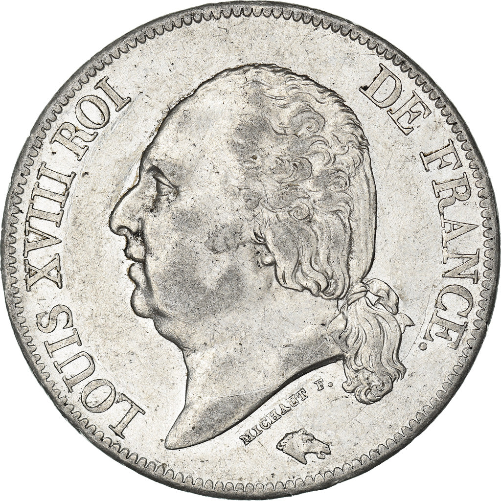 Munten, Frankrijk, Louis XVIII, Louis XVIII, 5 Francs, 1817, Rouen, ZF, Zilver