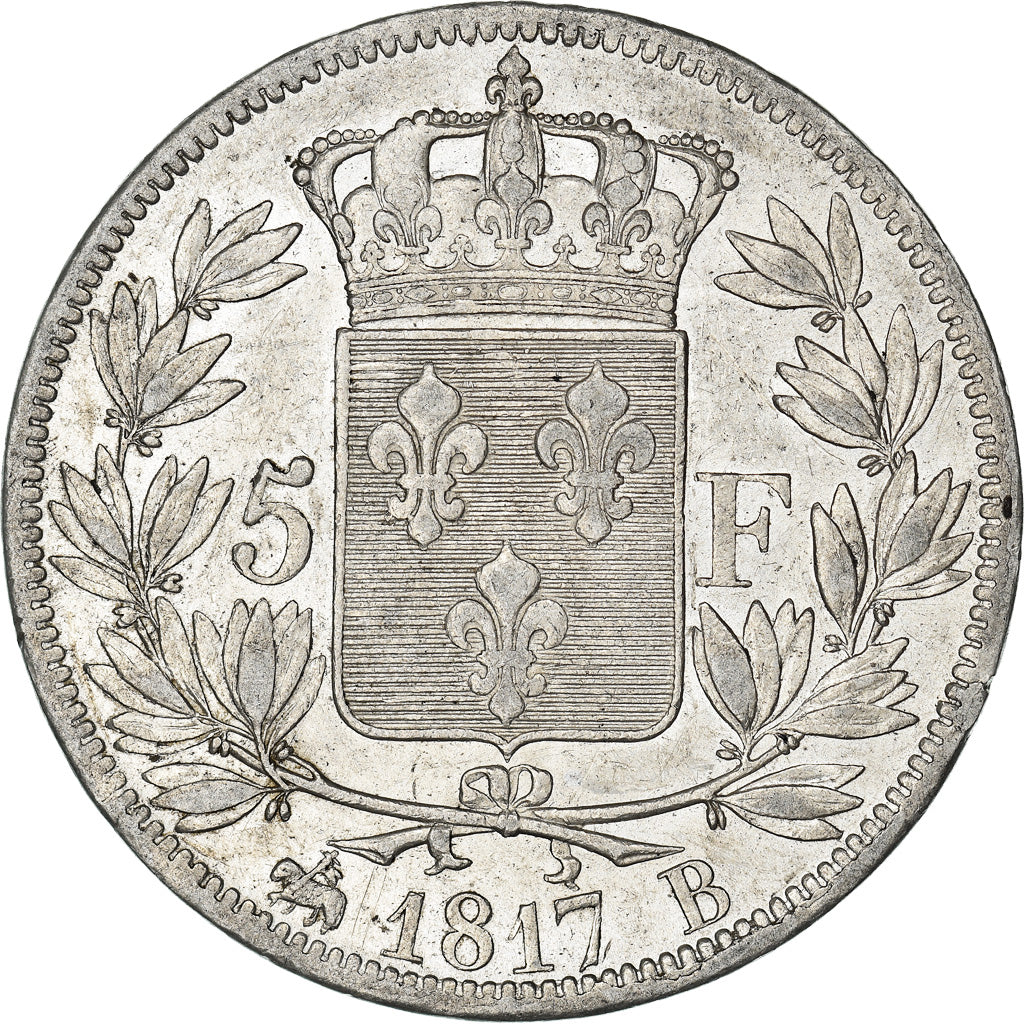 Munten, Frankrijk, Louis XVIII, Louis XVIII, 5 Francs, 1817, Rouen, ZF, Zilver