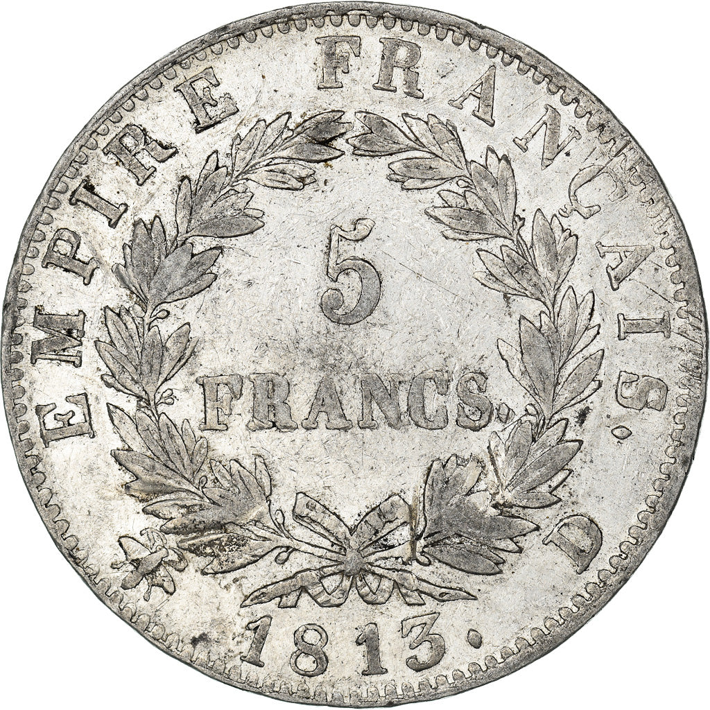 Coin, France, Napoléon I, 5 Francs, 1813, Lyon, EF(40-45), Silver, KM:694.5