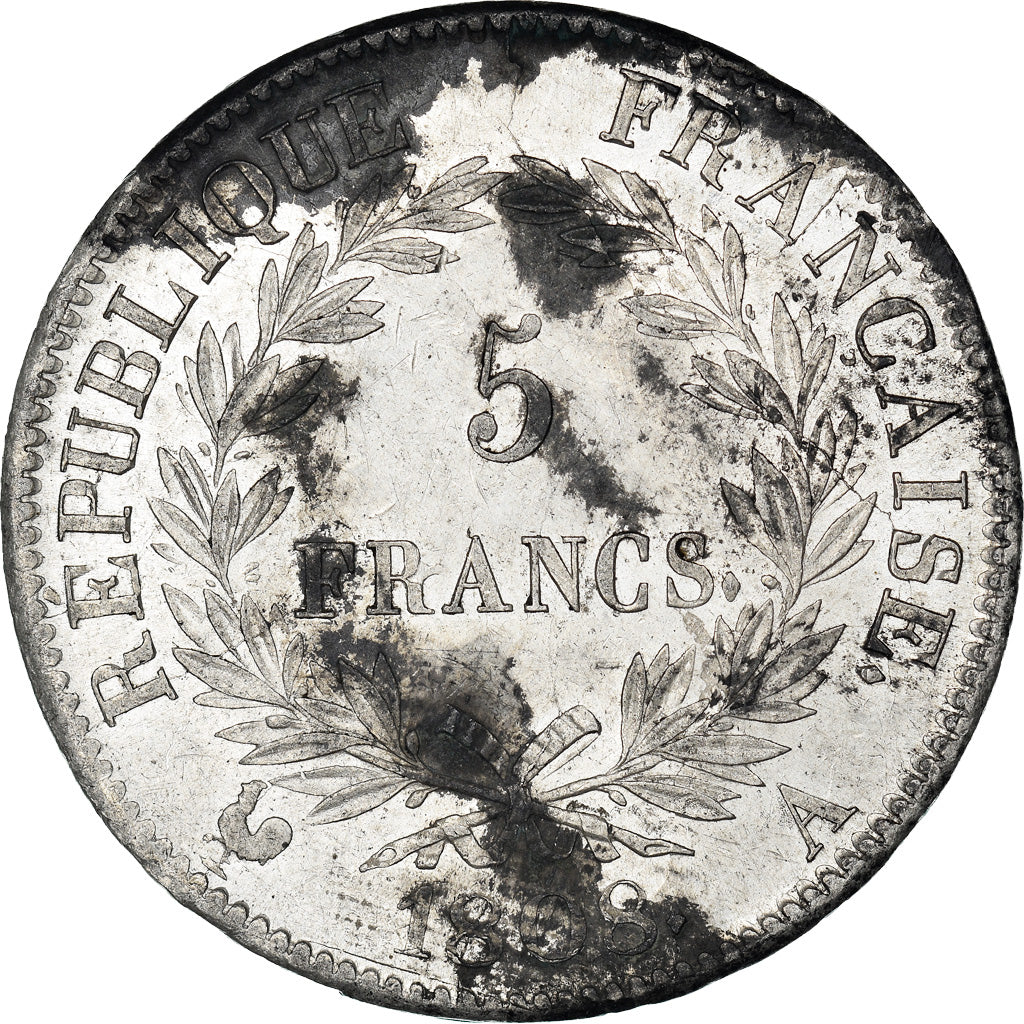 Moneta, Francja, Napoléon I, 5 Francs, 1808, Paris, AU(55-58), Srebro