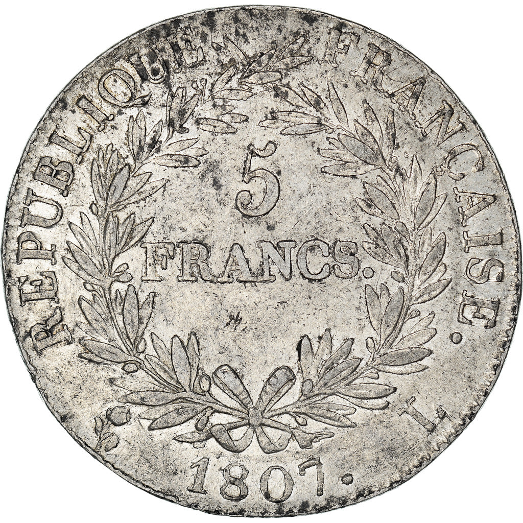 Moneta, Francja, Napoléon I, 5 Francs, 1807, Bayonne, AU(50-53), Srebro