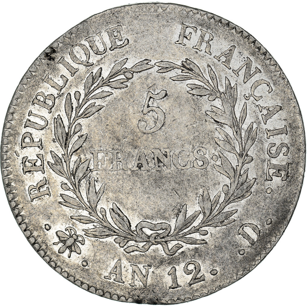 Coin, France, Napoléon I, 5 Francs, An 12, Lyon, EF(40-45), Silver, KM:659.4