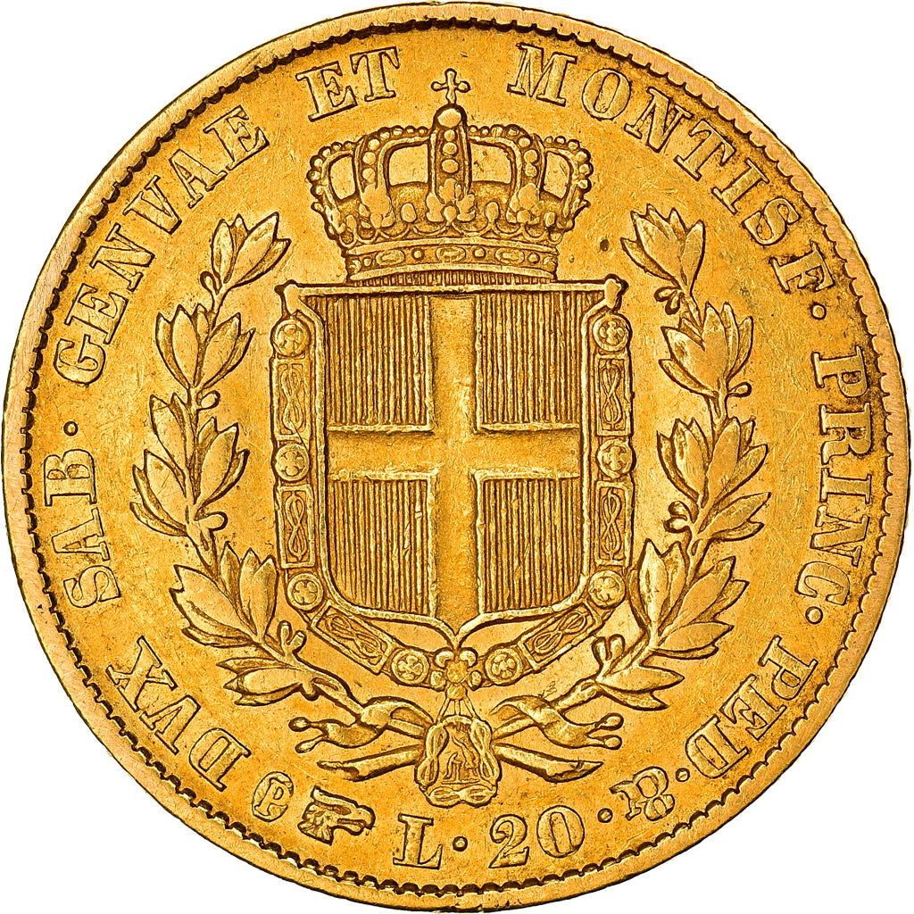 Moneta, DEPARTAMENTY WŁOSKIE, SARDINIA, Carlo Alberto, 20 Lire, 1839, Torino