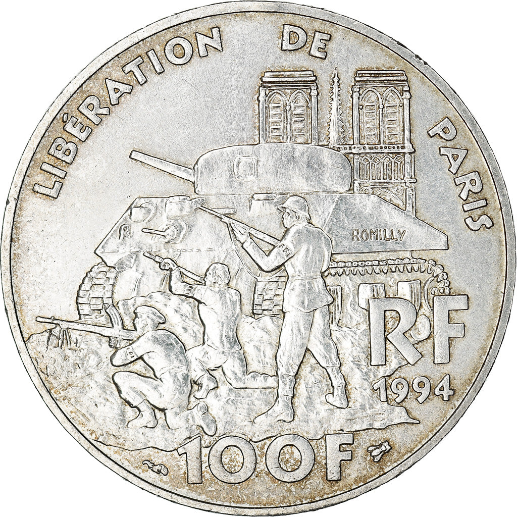 Moneta, Francia, Libération de Paris, 100 Francs, 1994, Paris, BB+, Argento