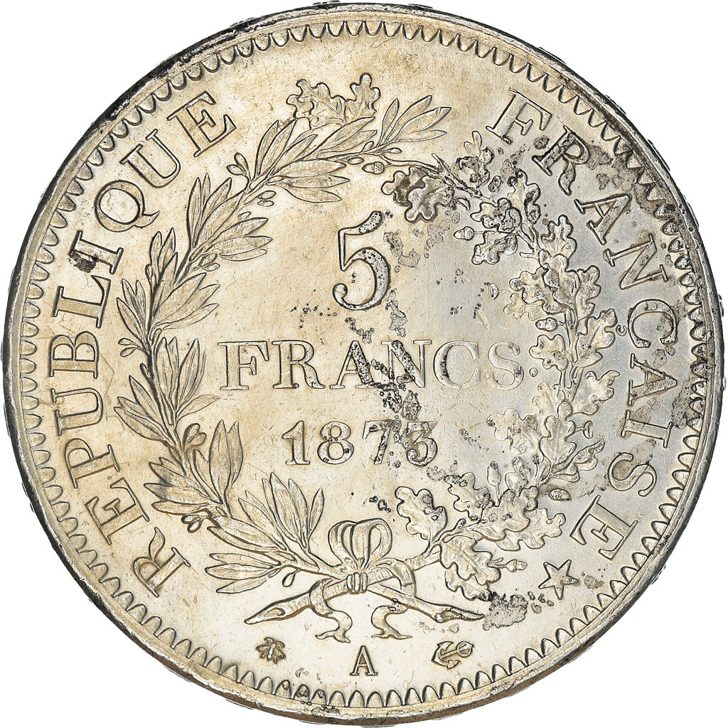 Moeda, França, Hercule, 5 Francs, 1873, Paris, AU(55-58), Prata, KM:820.1