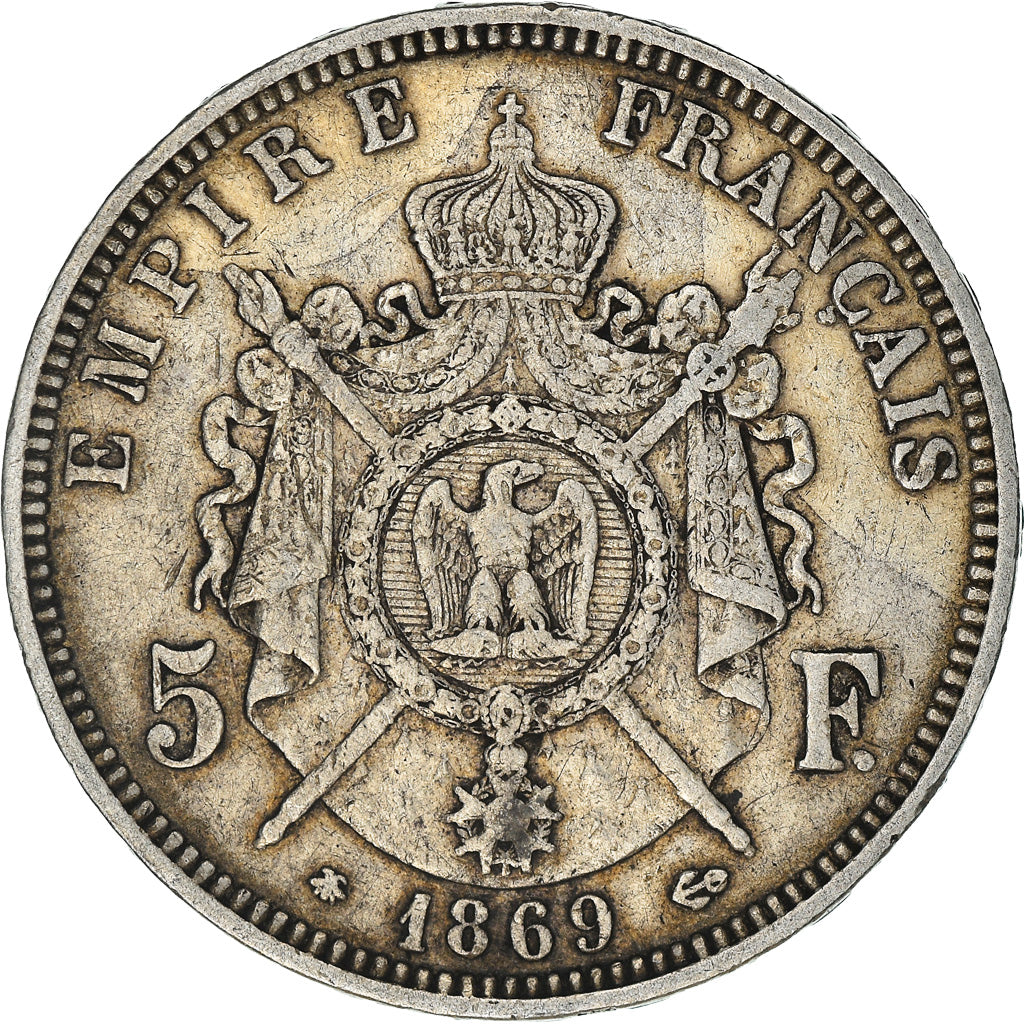 Monnaie, France, Napoleon III, Napoléon III, 5 Francs, 1869, Paris, TB+