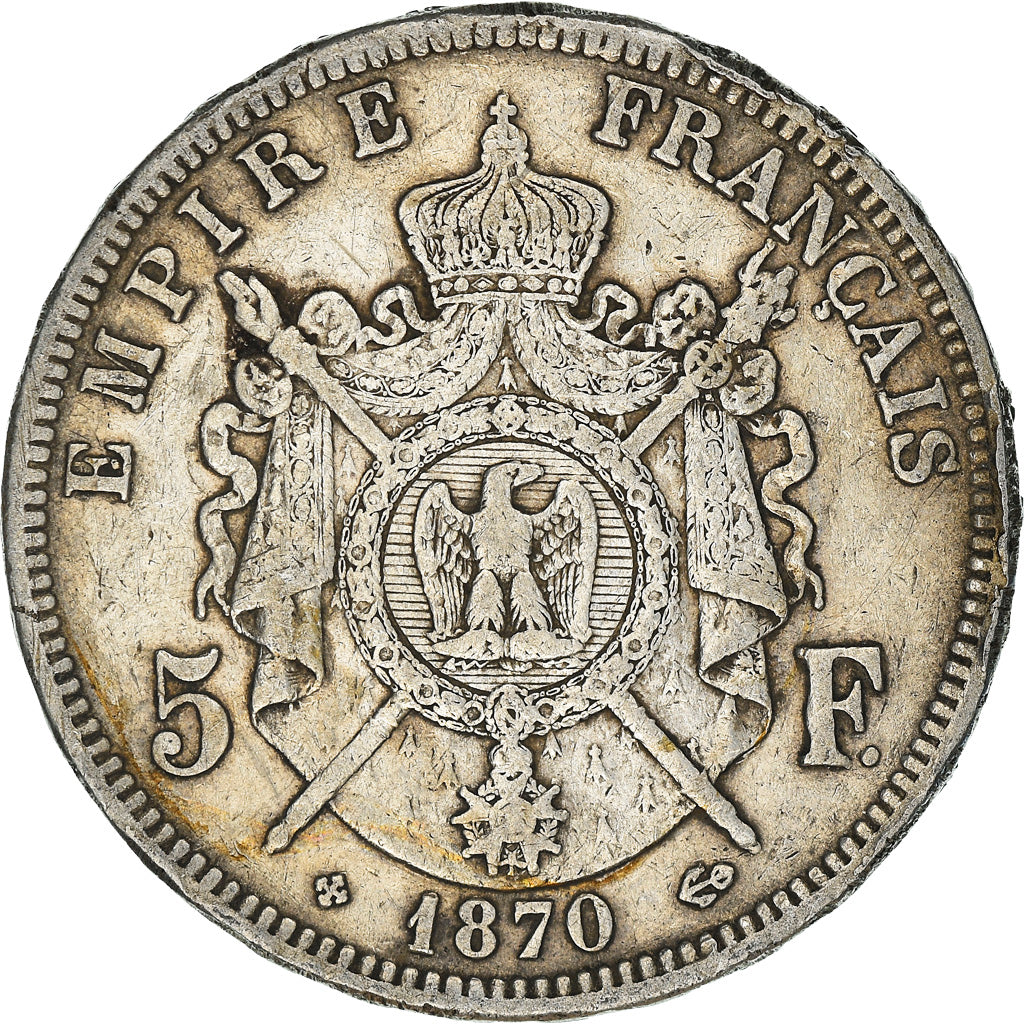 Monnaie, France, Napoléon III, 5 Francs, 1870, Strasbourg, TB+, Argent