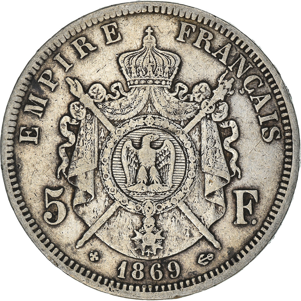 Monnaie, France, Napoléon III, 5 Francs, 1869, Strasbourg, TTB, Argent