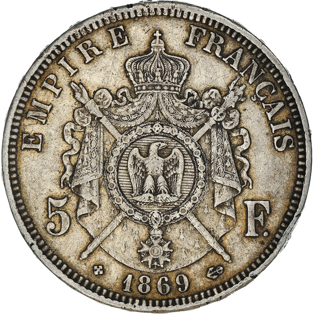 Monnaie, France, Napoleon III, 5 Francs, 1869, Strasbourg, TTB, Argent, KM:799.2