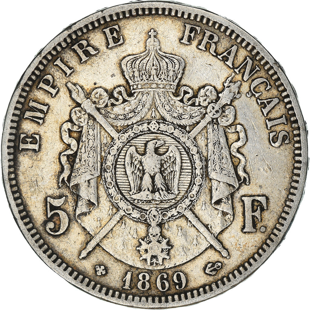 Coin, France, Napoleon III, 5 Francs, 1869, Strasbourg, EF(40-45), Silver