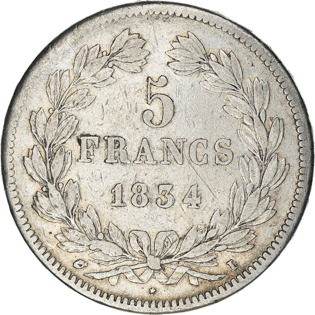 Monnaie, France, Louis-Philippe, 5 Francs, 1834, Limoges, TB+, Argent